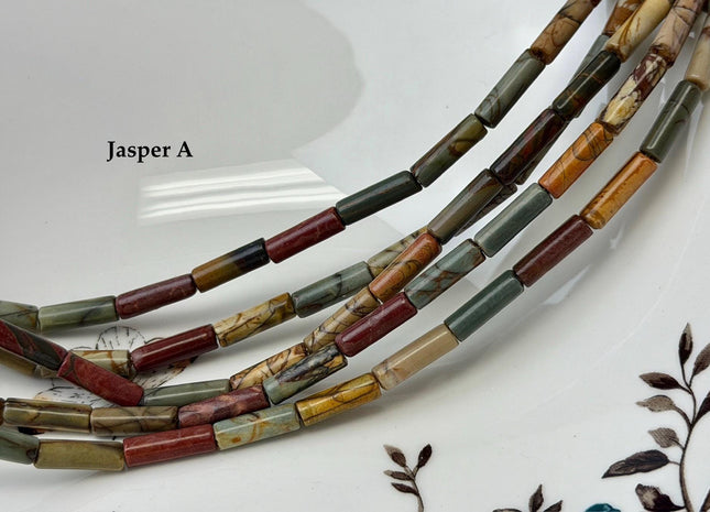 4x13-14 mm Tube Shape Natural Red Creek Jasper Gemstone Loose Beads 15.5 Inches Strand #4889