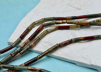 4x13-14 mm Tube Shape Natural Red Creek Jasper Gemstone Loose Beads 15.5 Inches Strand #4889