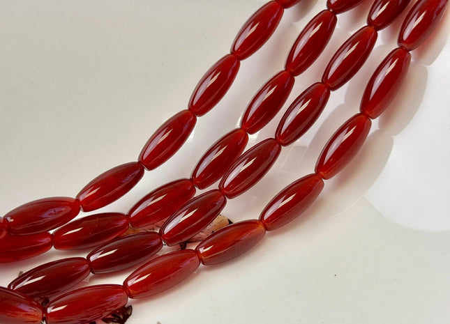 8x19-20 mm Large Barrel Shape Smooth Orange Red Carnelian Gemstone Beads #4891