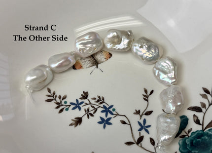 One-Of-A-Kind 17-21x20-31mm Natural White/Pink Freshwater Rectangular Coin Baroque Pearls High Luster Large 2.1mm Hole Beads #P3656