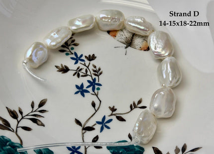One-Of-A-Kind 14-23x18-29mm AA Natural White Pink Freshwater Thick Rectangular Coin Baroque Pearls High Luster Large 2.1mm Hole Beads #P3715