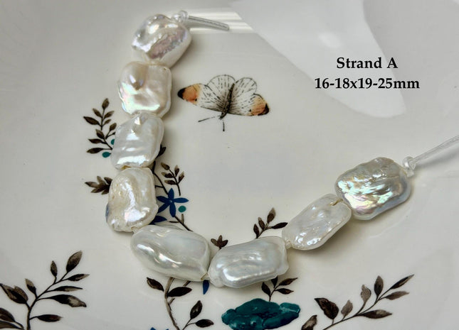 One-Of-A-Kind 14-23x18-29mm AA Natural White Pink Freshwater Thick Rectangular Coin Baroque Pearls High Luster Large 2.1mm Hole Beads #P3715