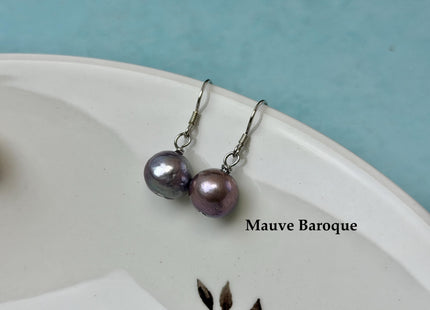 Natural White/Dark Mauve Or Peacock Baroque Pearl Hook Earring W/925 Sterling Silver Bridal Jewelry #ER0005