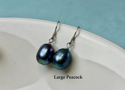 Natural White/Dark Mauve Or Peacock Baroque Pearl Hook Earring W/925 Sterling Silver Bridal Jewelry #ER0005