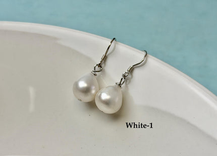 Natural White/Dark Mauve Or Peacock Baroque Pearl Hook Earring W/925 Sterling Silver Bridal Jewelry #ER0005