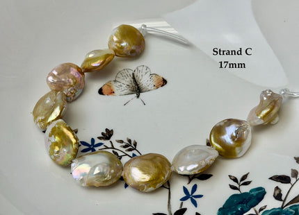One-Of-A-Kind 14-22 mm Natural Mauve Pink Seaweed Freshwater Round Baroque Coin Pearls High Luster Large 2.1mm Hole Beads #P3716