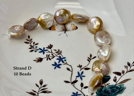 One-Of-A-Kind 14-22 mm Natural Mauve Pink Seaweed Freshwater Round Baroque Coin Pearls High Luster Large 2.1mm Hole Beads #P3716