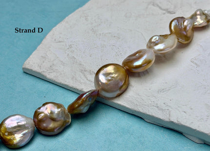 One-Of-A-Kind 14-22 mm Natural Mauve Pink Seaweed Freshwater Round Baroque Coin Pearls High Luster Large 2.1mm Hole Beads #P3716
