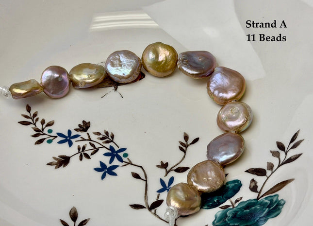 One-Of-A-Kind 14-22 mm Natural Mauve Pink Seaweed Freshwater Round Baroque Coin Pearls High Luster Large 2.1mm Hole Beads #P3716