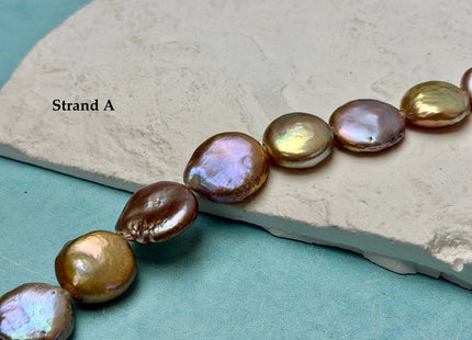 One-Of-A-Kind 14-22 mm Natural Mauve Pink Seaweed Freshwater Round Baroque Coin Pearls High Luster Large 2.1mm Hole Beads #P3716
