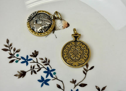 One Piece 25 mm Greek Athena Brass Coin Pendant Findings Antique Greek Design Brass Coin Pendant With CZ DIY Jewelry #CR0096