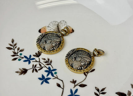 One Piece 25 mm Greek Athena Brass Coin Pendant Findings Antique Greek Design Brass Coin Pendant With CZ DIY Jewelry #CR0096