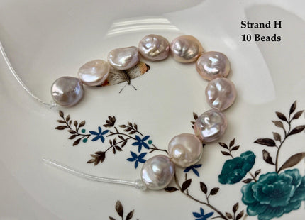 One-Of-A-Kind 15-18 mm AA Natural Mauve Pink Freshwater Round Coin Pearls High Luster Large 2.1mm Hole Beads #P3674