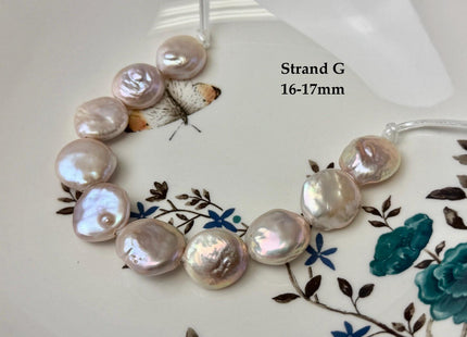 One-Of-A-Kind 15-18 mm AA Natural Mauve Pink Freshwater Round Coin Pearls High Luster Large 2.1mm Hole Beads #P3674