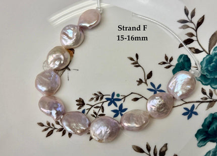 One-Of-A-Kind 15-18 mm AA Natural Mauve Pink Freshwater Round Coin Pearls High Luster Large 2.1mm Hole Beads #P3674