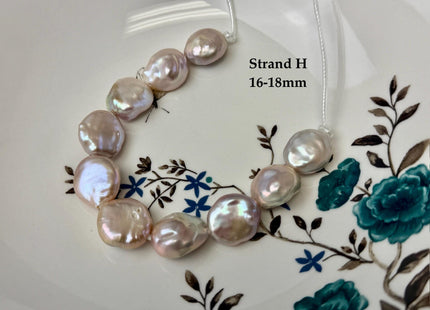 One-Of-A-Kind 15-18 mm AA Natural Mauve Pink Freshwater Round Coin Pearls High Luster Large 2.1mm Hole Beads #P3674