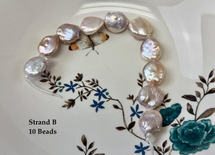 One-Of-A-Kind 15-18 mm AA Natural Mauve Pink Freshwater Round Coin Pearls High Luster Large 2.1mm Hole Beads #P3674