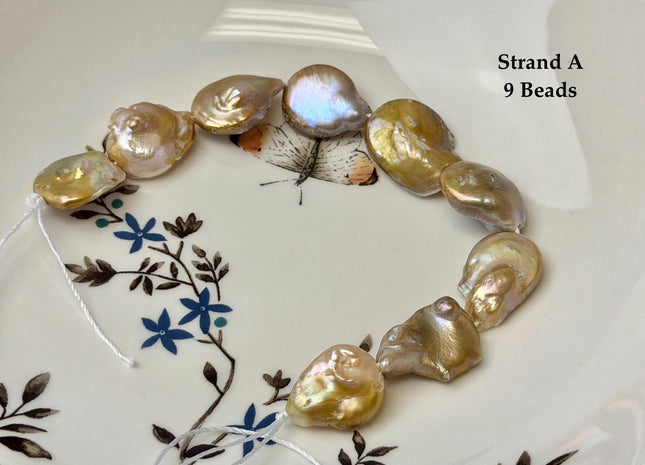 One-Of-A-Kind 15-31 mm Natural Seaweed Pink Freshwater Oval/Tear Drop Coin Pearls Large 1.5mm Hole Beads #P3717
