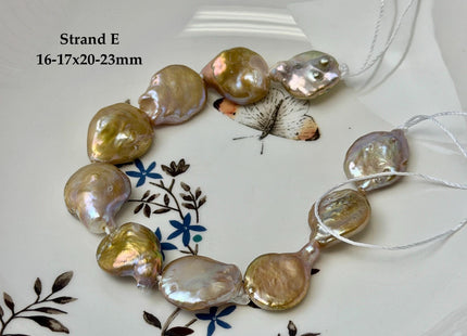 One-Of-A-Kind 15-31 mm Natural Seaweed Pink Freshwater Oval/Tear Drop Coin Pearls Large 1.5mm Hole Beads #P3717