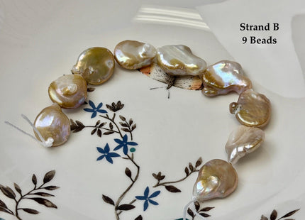 One-Of-A-Kind 15-31 mm Natural Seaweed Pink Freshwater Oval/Tear Drop Coin Pearls Large 1.5mm Hole Beads #P3717