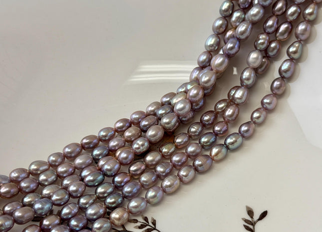 5-5.5x7-8 mm AA Natural Dark Mauve Pink Rice/Oval Freshwater Pearl 59 Beads #P3705