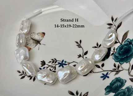 One-Of-A-Kind 17-21x20-31mm AA Natural White Freshwater Thick Rectangular Coin Baroque Pearls High Luster Large 2.1mm Hole Beads #P3679