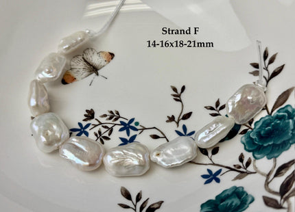 One-Of-A-Kind 17-21x20-31mm AA Natural White Freshwater Thick Rectangular Coin Baroque Pearls High Luster Large 2.1mm Hole Beads #P3679