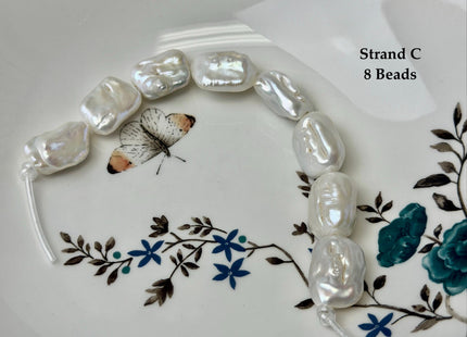 One-Of-A-Kind 17-21x20-31mm AA Natural White Freshwater Thick Rectangular Coin Baroque Pearls High Luster Large 2.1mm Hole Beads #P3679