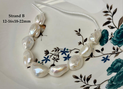 One-Of-A-Kind 17-21x20-31mm AA Natural White Freshwater Thick Rectangular Coin Baroque Pearls High Luster Large 2.1mm Hole Beads #P3679