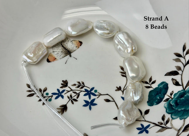 One-Of-A-Kind 17-21x20-31mm AA Natural White Freshwater Thick Rectangular Coin Baroque Pearls High Luster Large 2.1mm Hole Beads #P3679