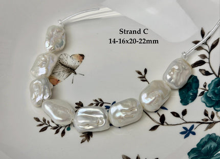 One-Of-A-Kind 17-21x20-31mm AA Natural White Freshwater Thick Rectangular Coin Baroque Pearls High Luster Large 2.1mm Hole Beads #P3679