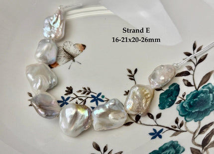 One-Of-A-Kind 16-21x20-31mm AAA Natural White Pink Freshwater Rectangular Coin Baroque Pearls High Luster Large 2.1mm Hole Beads #P3680