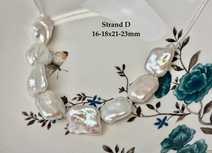 One-Of-A-Kind 16-21x20-31mm AAA Natural White Pink Freshwater Rectangular Coin Baroque Pearls High Luster Large 2.1mm Hole Beads #P3680