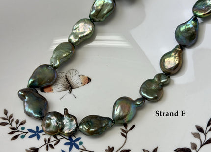14-15x20mm Olive Green Color TearDrop Coin Freshwater Pearl Beads #P3708