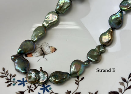 14-15x20mm Olive Green Color TearDrop Coin Freshwater Pearl Beads #P3708