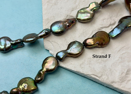 14-15x20mm Olive Green Color TearDrop Coin Freshwater Pearl Beads #P3708