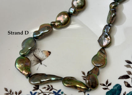14-15x20mm Olive Green Color TearDrop Coin Freshwater Pearl Beads #P3708