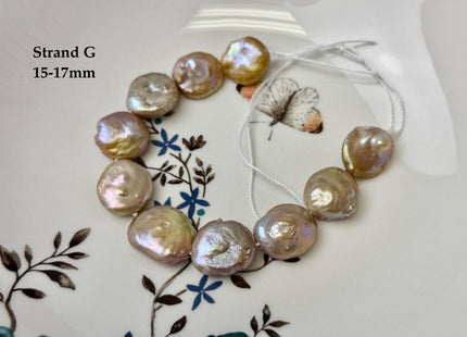 One-Of-A-Kind 14-31 mm Natural Seaweed Pink Freshwater Oval/Tear Drop Coin Keshi Pearls Large 1.5mm Hole Beads #P3719
