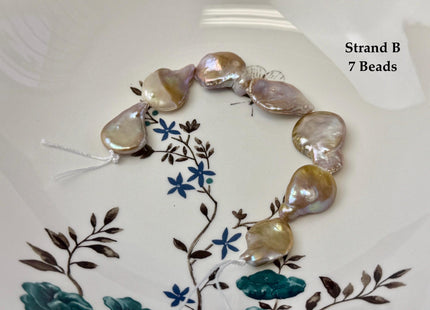 One-Of-A-Kind 14-31 mm Natural Seaweed Pink Freshwater Oval/Tear Drop Coin Keshi Pearls Large 1.5mm Hole Beads #P3719