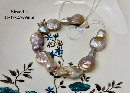 One-Of-A-Kind 14-31 mm Natural Seaweed Pink Freshwater Oval/Tear Drop Coin Keshi Pearls Large 1.5mm Hole Beads #P3719