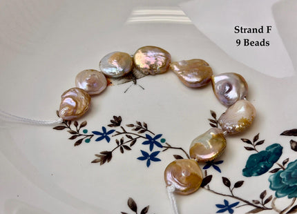 One-Of-A-Kind 14-22 mm Natural Seaweed Pink Freshwater Oval/Tear Drop Coin Keshi Pearls Large 1.5mm Hole Beads #P3720