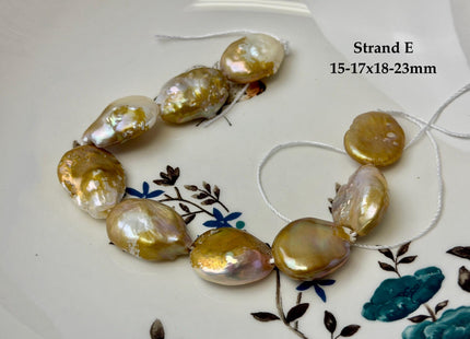 One-Of-A-Kind 14-22 mm Natural Seaweed Pink Freshwater Oval/Tear Drop Coin Keshi Pearls Large 1.5mm Hole Beads #P3720