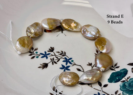 One-Of-A-Kind 14-22 mm Natural Seaweed Pink Freshwater Oval/Tear Drop Coin Keshi Pearls Large 1.5mm Hole Beads #P3720
