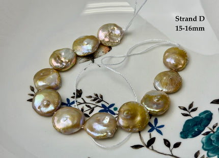 One-Of-A-Kind 14-22 mm Natural Seaweed Pink Freshwater Oval/Tear Drop Coin Keshi Pearls Large 1.5mm Hole Beads #P3720