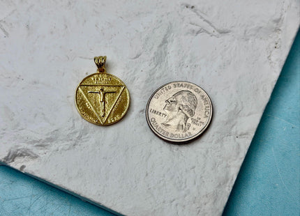 Occult Pentagram Baphomet Charm for Necklace Jewelry Making, 18K Gold Filled Charm Pendant, Antique Charm, One Piece #CR0106