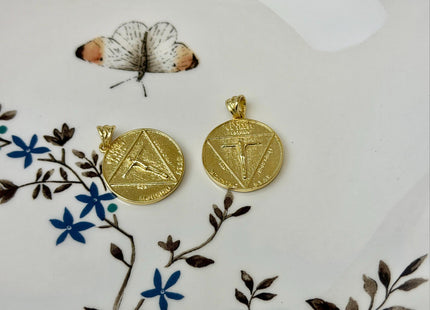 Occult Pentagram Baphomet Charm for Necklace Jewelry Making, 18K Gold Filled Charm Pendant, Antique Charm, One Piece #CR0106