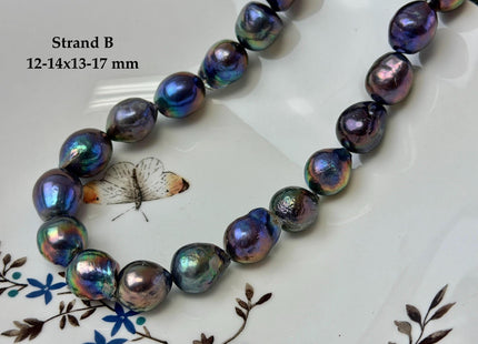 One-Of-A-Kind 12-14x13-17 mm AA Rare Rainbow Peacock Freshwater Edison Baroque Pearls High Luster Teardrop Edison Pearl Beads #P3681
