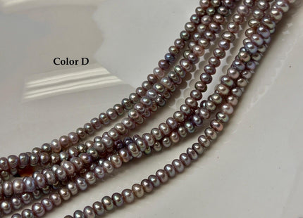 5 mm AA Large Hole Natural Mauve Pink Half Strand Round Button Rondelle Freshwater Pearls Hole Size 1.2mm Freshwater Pearl 55 Beads #P3682