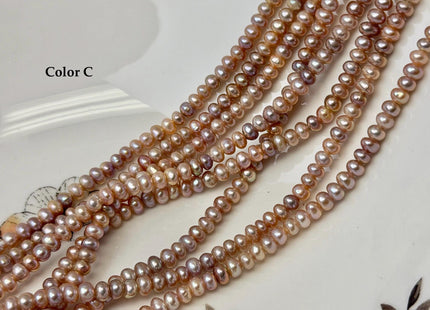 5 mm AA Large Hole Natural Mauve Pink Half Strand Round Button Rondelle Freshwater Pearls Hole Size 1.2mm Freshwater Pearl 55 Beads #P3682