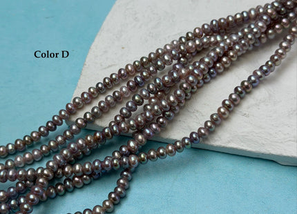 5 mm AA Large Hole Natural Mauve Pink Half Strand Round Button Rondelle Freshwater Pearls Hole Size 1.2mm Freshwater Pearl 55 Beads #P3682